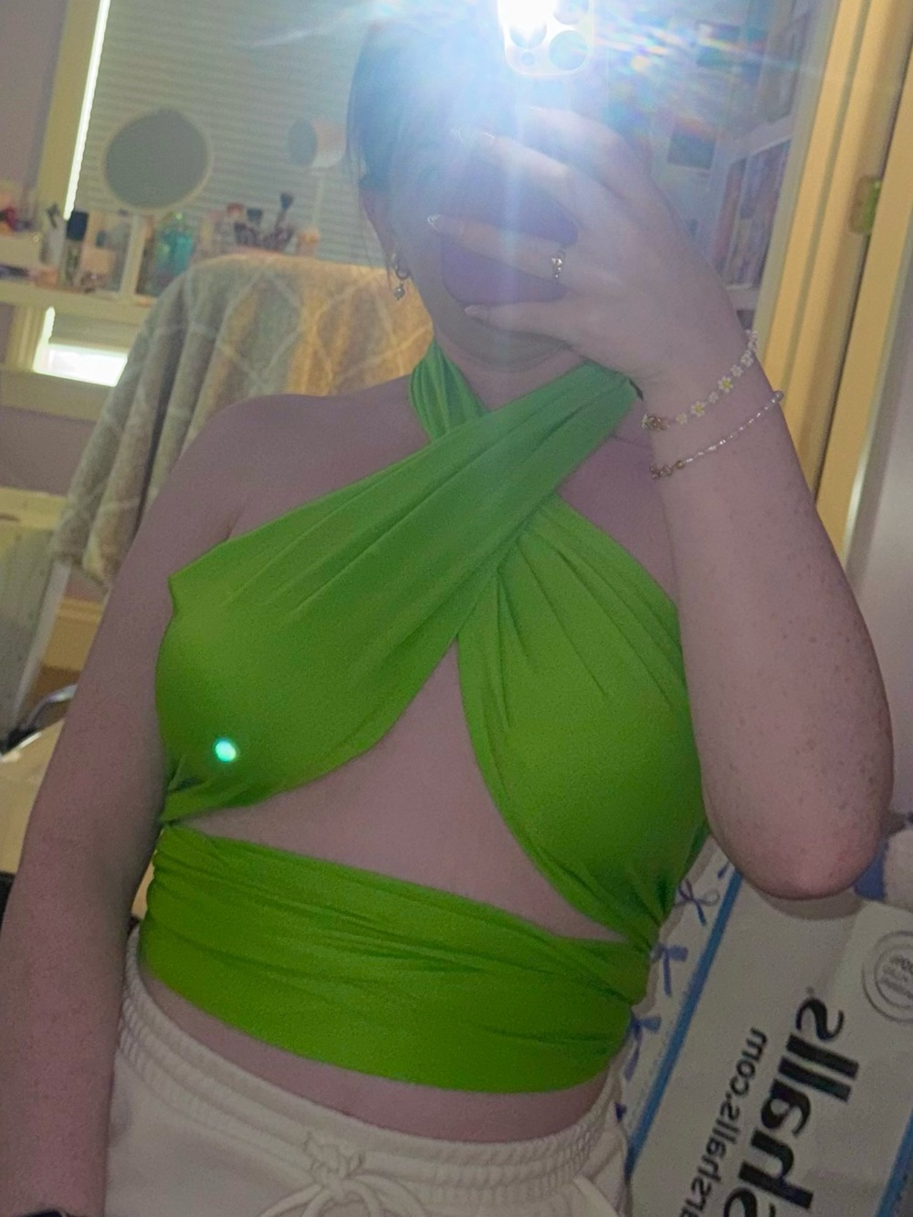 Princess Polly Lime Green Cross Halter Wrap Top